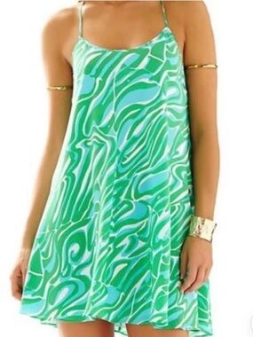 Lilly Pulitzer Silk Green Swirl Mini Slip Dress XXS